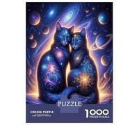 1000 Piece Jigsaw Puzzles for Adults Cosmic Cats Fantasy Art Print-1 Puzzles for Adults Anti-Stress Toys Analysis And Logic Difficult And Challenge 38x26cm/1000pcs