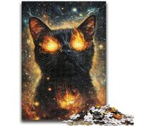 1000 Piece Jigsaw Puzzles for Adults Cosmic Flame Black Cat Learning Educational Toys Unique Home Decor And Gifts for 14+ 50x75cm