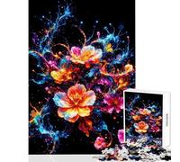 1000 Piece Jigsaw Puzzles for Adults Cosmic Floral Arrangement on Black Relaxing Games for The Whole Family Anti-Stress Toys Train Your Brain And Hands (38x26cm)