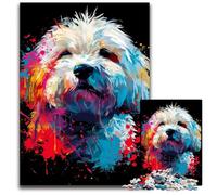 1000 Piece Jigsaw Puzzles for Adults Coton De Tulear Dog Art Wooden Puzzles Colorful Home Decor & Interactive Family Game, 50x75CM/19.68x29.52inch