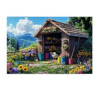 1000 Piece Jigsaw Puzzles for Adults, Cottage Puzzles for Adults, Gift for Women, Men, Christmas, Family Wooden Puzzle Educational Games, Challenging Adult Jigsaws, Box Packaging, Flower Pattern, A-43