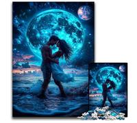 1000 Piece Jigsaw Puzzles for Adults Couple Under The Moon Wooden Puzzles Games Toys Gift, Enhance Love between Couples for Age 14+ 50X75CM