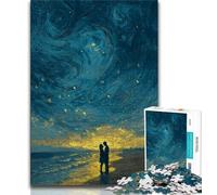 1000 Piece Jigsaw Puzzles for Adults Couple Under The Night Sky,Help The Brain Exercise Addictive Toys to Cultivate Patience Artists Collection,Fine Art 38x26cm