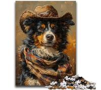 1000 Piece Jigsaw Puzzles for Adults Cowboy Border Collie for Ages 14 And over For Family Fun & Game Night Gift Toys 26x38cm