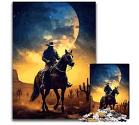 1000 Piece Jigsaw Puzzles for Adults Cowboy in The Desert Wooden Puzzles Perfect for Halloween Christmas Birthday Gift 1000 PCS(38x26cm)