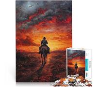 1000 Piece Jigsaw Puzzles for Adults Cowboy Riding into Sunset Difficult Hard for is ideal as a gift for the whole family 50x70cm