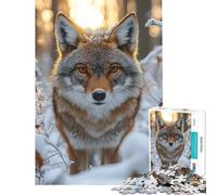 1000 Piece Jigsaw Puzzles for Adults Coyote in Winter Forest Fun Activities at Home Presents for Women Family Games Suitable for People Aged 14 And Above (50X75cm)