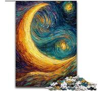 1000 Piece Jigsaw Puzzles for Adults Crescent Moon Oil Painting Stress Reliever Difficult Challenge Is Ideal As Gifts for The Whole Family (size 26x38cm)