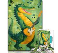 1000 Piece Jigsaw Puzzles for Adults Crocodile Playing Guitar 1000 Pieces for Adults,Family Educational Games Home Decoration Gift 26x38cm