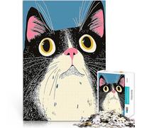 1000 Piece Jigsaw Puzzles for Adults Curious Cat Illustration Präzisionsschnitt Wunschliste mit dem Weihnachtsmann75x50cm