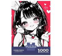 1000 Piece Jigsaw Puzzles for Adults Cute Anime Bunny Girl with Heart Collar And Rabbits Puzzles for Adults Relaxing Games A Work of Art Difficult And Challenge 38x26cm/1000pcs