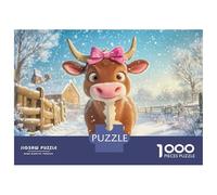 1000 Piece Jigsaw Puzzles for Adults Cute Cow in Winter Jigsaws for Adults Brain Teaser Game Stress Reliever for Is Ideal As A Gift 38x26cm/1000pcs