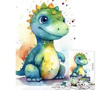 1000 Piece Jigsaw Puzzles for Adults Cute Dino Watercolor Adult Jigsaw Puzzles Difficult Hard Train Your Brain And Hands Unique Birthday And Gifts (38x52cm)