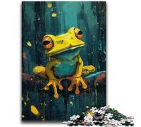 1000 Piece Jigsaw Puzzles for Adults Cute Frog Baby Staycation Kill Time with Fully Interlocking Randomly Shaped Pieces 26x38cm