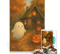 1000 Piece Jigsaw Puzzles for Adults Cute Halloween Ghost in Autumn Forest, Relax Games, Home Art Decor, Deal As Gifts for The Whole Family 38x52cm