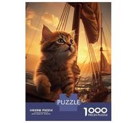 1000 Piece Jigsaw Puzzles for Adults Cute Kitten Sailing Ship Jigsaws for Adults Brain Teaser Game Stress Reliever for Is Ideal As A Gift 70x50cm/1000pcs