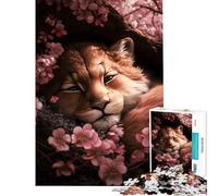 1000 Piece Jigsaw Puzzles for Adults Cute Lion Cub Sleeping Impossible Game for Educational Game Challenge Toy Gifts Ideas Learning Educational (Size 38x26cm)