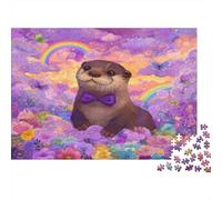 1000 Piece Jigsaw Puzzles for Adults Cute Otter Jigsaw Puzzle Bank Beaver Great Gift for Adults Educational Games Wood Puzzle Home Decoration Therapeutic Fun 1000pcs (75x50cm)