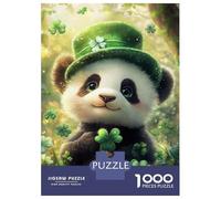 1000 Piece Jigsaw Puzzles for Adults Cute Panda with Clover Hat-2 Adult Puzzles Family Game Presents for Women Birthday And Unique Gifts 52x38cm/1000pcs
