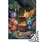 1000 Piece Jigsaw Puzzles for Adults Cute Toddler Dragon Creative Rectangular Paper Puzzle 1000pcs (38x26cm)