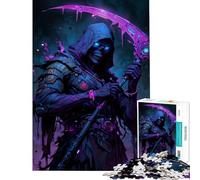1000 Piece Jigsaw Puzzles for Adults Cyberpunk Grim Reaper with Glowing Scythe Fun at Home Activities, Difficult Hard DIY Toys Suitable for People Aged 14 And Above (50x75cm)