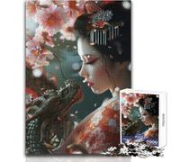 1000 Piece Jigsaw Puzzles for Adults D Geisha Dragon Educational Game Family Activities Secret Santa Gifts Size 38x52cm