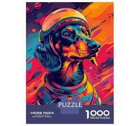 1000 Piece Jigsaw Puzzles for Adults Dachshund Astronaut Space Puzzles for Adults Relaxing Games A Work of Art Difficult And Challenge 38x26cm/1000pcs