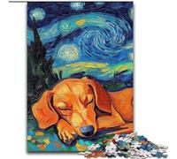 1000 Piece Jigsaw Puzzles for Adults Dachshund Night Sky Made of Wood, for Parents, Lovers, Friends - Age 14+ 50x75cm for Family Interactive Game