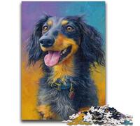 1000 Piece Jigsaw Puzzles for Adults Dachshund Oil Painting 1000 Piece Jigsaw,Fun Activity for Home, Rainy Days Toys, Birthday Gifts (50x75cm)