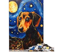 1000 Piece Jigsaw Puzzles for Adults Dachshund Starry Night Wooden Jigsaw Puzzle Family Entertainment Toys 1000pcs (75x50cm)