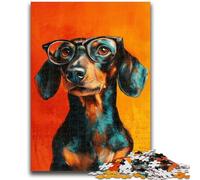 1000 Piece Jigsaw Puzzles for Adults Dachshund Wearing Glasses Adult Puzzles,Stress Reliever Staycation Kill Time Home Decoration Toys (75x50cm)