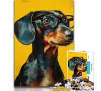1000 Piece Jigsaw Puzzles for Adults Dachshund Wearing Glasses Jigsaw,Educational Games Home Decoration Suitable for Desktop Decoration (size 38x26cm)