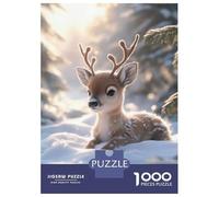 1000 Piece Jigsaw Puzzles for Adults Deer Fawn in Winter Wonderland Adult Jigsaw Hands-on Game Analysis And Logic Parent-child Interaction 70x50cm/1000pcs