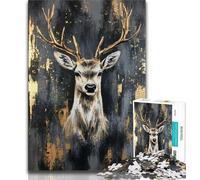1000 Piece Jigsaw Puzzles for Adults Deer Oil Painting 1000 Piece Jigsaw,Fun Activity for Home, Rainy Days Toys, Birthday Gifts 26x38cm