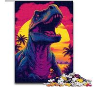 1000 Piece Jigsaw Puzzles for Adults Dinosaur T Rex Sunset Dino Made of Wood, Perfect DIY Art Decor Or Birthday Gift 50x75cm for Birthdays, Holidays, And Special Occasions