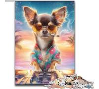 1000 Piece Jigsaw Puzzles for Adults DJ Chihuahua 1000 Piece Jigsaw Puzzles for Adults for The Whole for Women, Gifts for Men (Size 50x75cm)