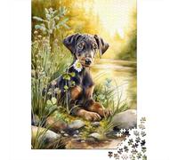 1000 Piece Jigsaw Puzzles for Adults Doberman Pinscher Painting Jigsaw Puzzle Anti-Stress Toys Home Decoration Difficult And Challenge 52x38cm/1000pcs
