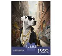 1000 Piece Jigsaw Puzzles for Adults Dog in Sunglasses And Gold Chains Puzzle for Adults Anti-Stress Toys Presents for Women Parent-child Interaction 70x50cm/1000pcs