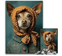 1000 Piece Jigsaw Puzzles for Adults Dog Wearing A Turban Cardboard Jigsaw Puzzles Educational Games, with Matching Poster And Trivia Sheet for Age 14 Years Up 26X38CM