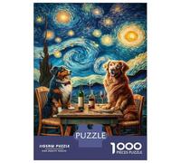 1000 Piece Jigsaw Puzzles for Adults Dogs Enjoying Wine Under Starry Sky Puzzles for Adults Anti-Stress Toys Analysis And Logic Difficult And Challenge 52x38cm/1000pcs