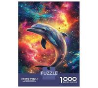 1000 Piece Jigsaw Puzzles for Adults Dolphin in Cosmos Puzzle for Adults Anti-Stress Toys Presents for Women Parent-child Interaction 52x38cm/1000pcs