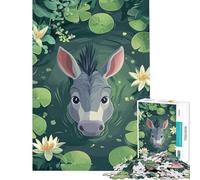 1000 Piece Jigsaw Puzzles for Adults Donkey in A Pond with Waterlilies Practical Game Learning Educational Toys Birthday Gifts Birthday Present (Size 75x50cm)
