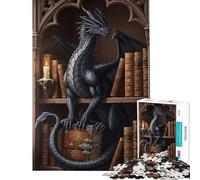 1000 Piece Jigsaw Puzzles for Adults Dragon Bookshelf Animal Toys Educational Games Educational Game Presents for Women Birthday Gifts (Size 75x50cm)