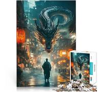 1000 Piece Jigsaw Puzzles for Adults Dragon in the Asian City Entspannungsspiele Geburtstagsgeschenk, Geschenke38x26cm