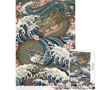 1000 Piece Jigsaw Puzzles for Adults Dragon Waves Cherry Blossoms Relaxing Games for The Whole Family Anti-Stress Toys Train Your Brain And Hands (38x26cm)