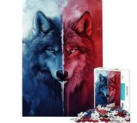 1000 Piece Jigsaw Puzzles for Adults Dual-Colored Wolf Portrait Help The Brain Exercise Improve Memory Educational Game for 14+ Puzzle Game Offered (50x75cm)
