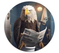 1000 Piece Jigsaw Puzzles for Adults Eagle Reading Newspaper Round Cardboard Jigsaw for Family Fun Perfect for Holidays, Interactive Game Nights 1000pcs (67.5x67.5cm)