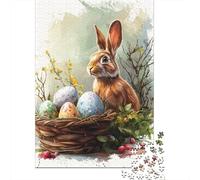 1000 Piece Jigsaw Puzzles for Adults Easter Cute Bunny Wooden Jigsaw Puzzles for Adults Puzzles Educational Puzzle for Family And Friends Gifts 1000pcs (75x50cm)
