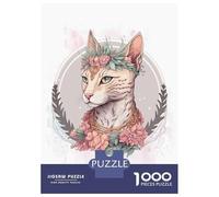 1000 Piece Jigsaw Puzzles for Adults Egyptian Mau Flower Cat Jigsaws for Adults Brain Teaser Game Stress Reliever for Is Ideal As A Gift 38x26cm/1000pcs