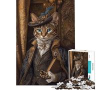 1000 Piece Jigsaw Puzzles for Adults Elegant Cat Portrait in Victorian Attire Jigsaw Puzzle Hands-on Game But Fun And Humorous for Is Ideal As A Gifts (Size 38x52cm)